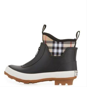 BURBERRY Children VINTAGE CHECK BLACK RAIN BOOTS